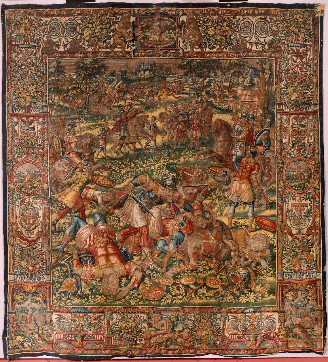 Museo Diocesano (Museo Diocesano). Tapiz flamenco. Bruselas. Taller François Geubels. Serie La Historia de Gedeón. La derrota de los madianitas (Derrota de los madianitas). Seda y lana. Legado del obispo Vicente Roca de Serna. Barroco. 1534-1571, en el de Maerten van Heemskerck