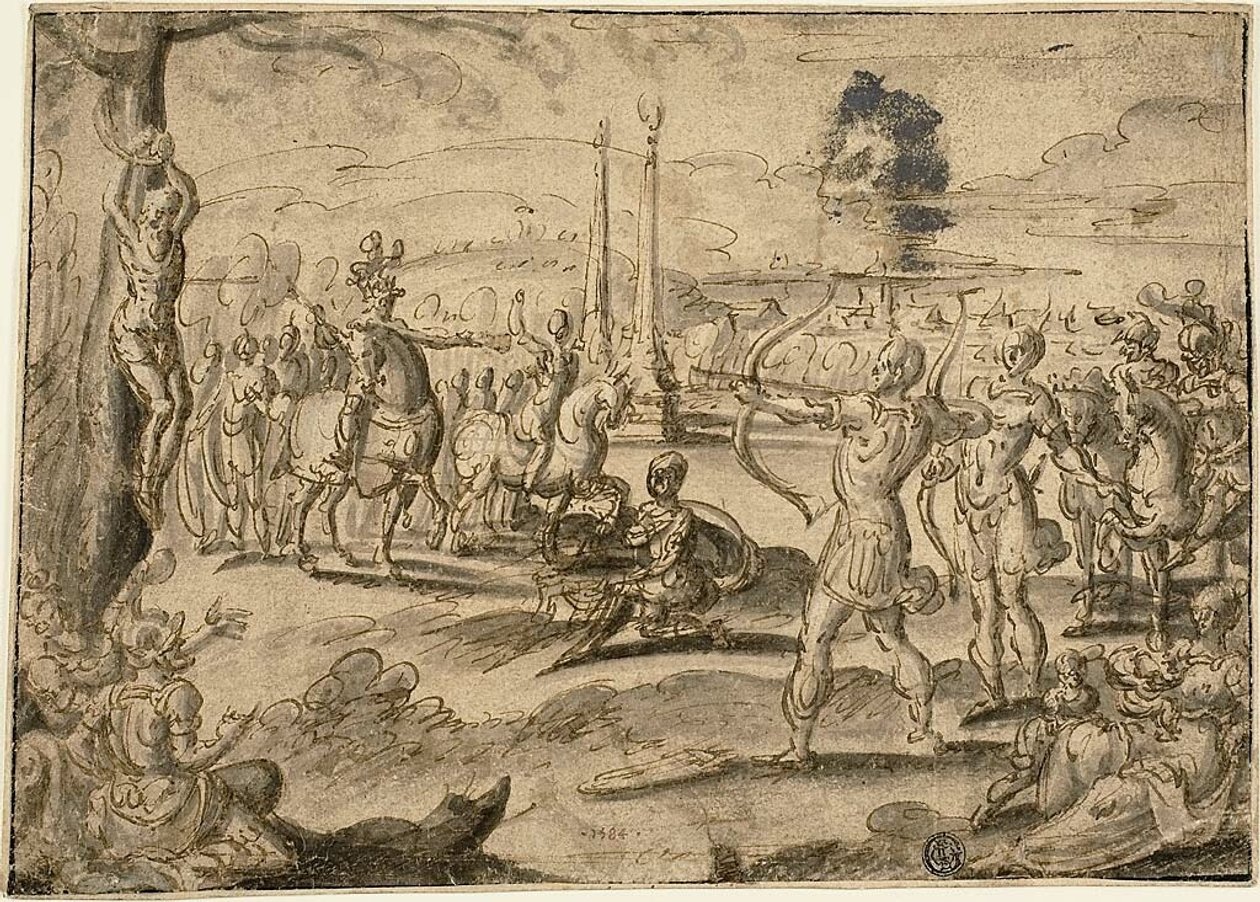 Disparos al cadáver de su padre de Maerten van Heemskerck