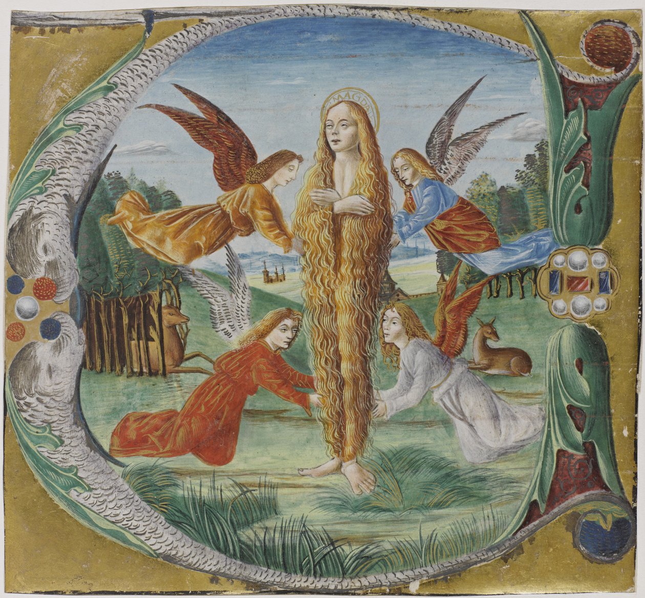Santa María Magdalena rodeada de ángeles de Maestro del Salomone Wildenstein