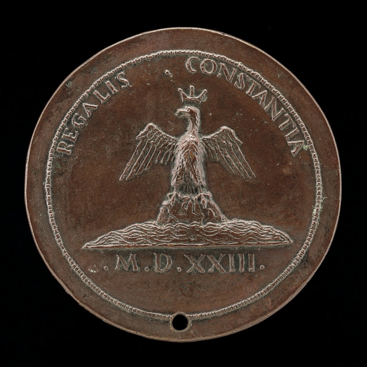 Águila coronada en un montículo entre aguas [reverso], 1523 de Maffeo Olivieri