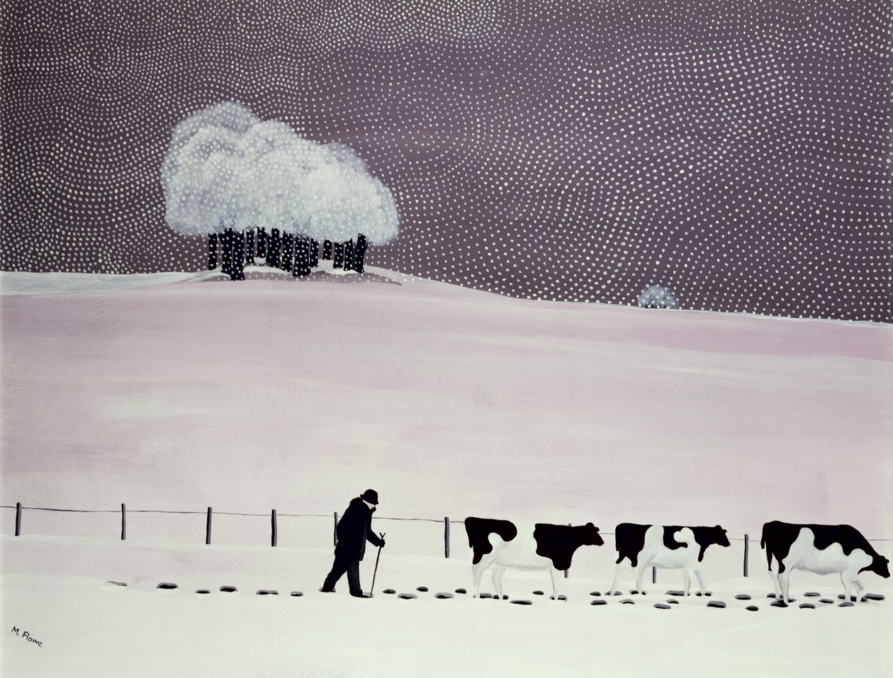 Vacas en una tormenta de nieve de Maggie Rowe