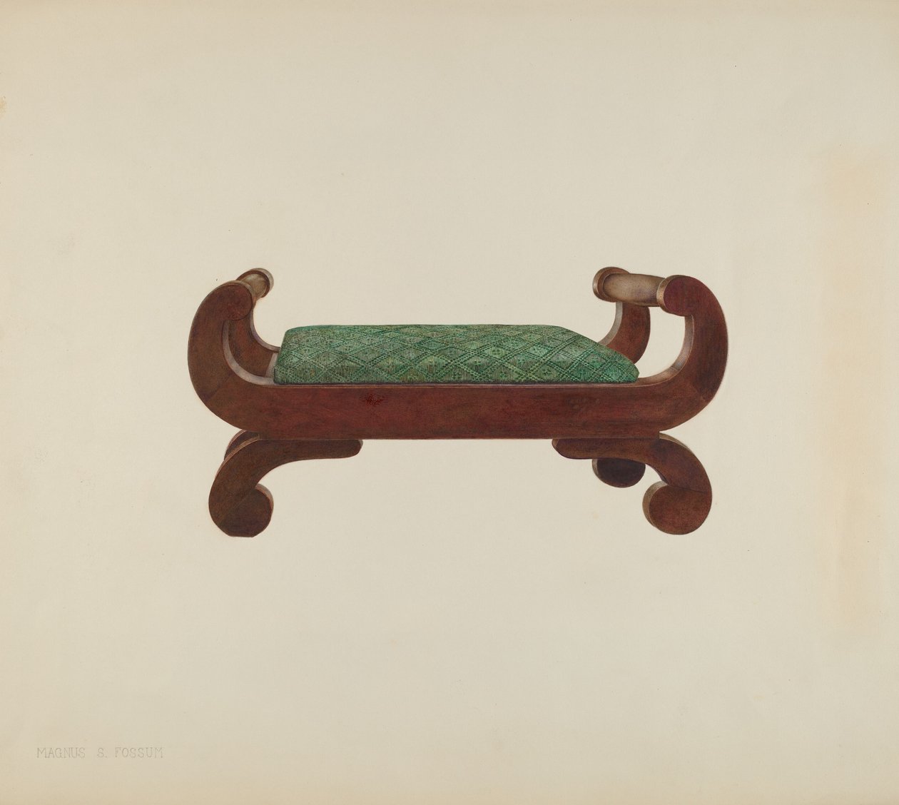 Taburete - Caoba con cubierta de pelo de caballo, c. 1939 de Magnus S. Fossum