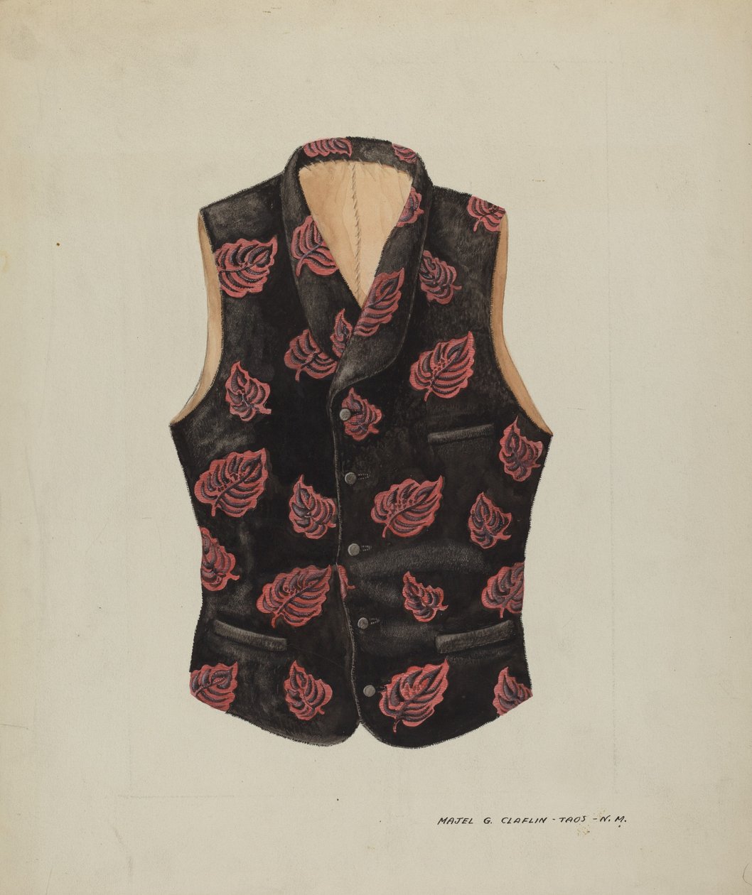 Chaleco de terciopelo bordado, c. 1937 de Majel G. Claflin