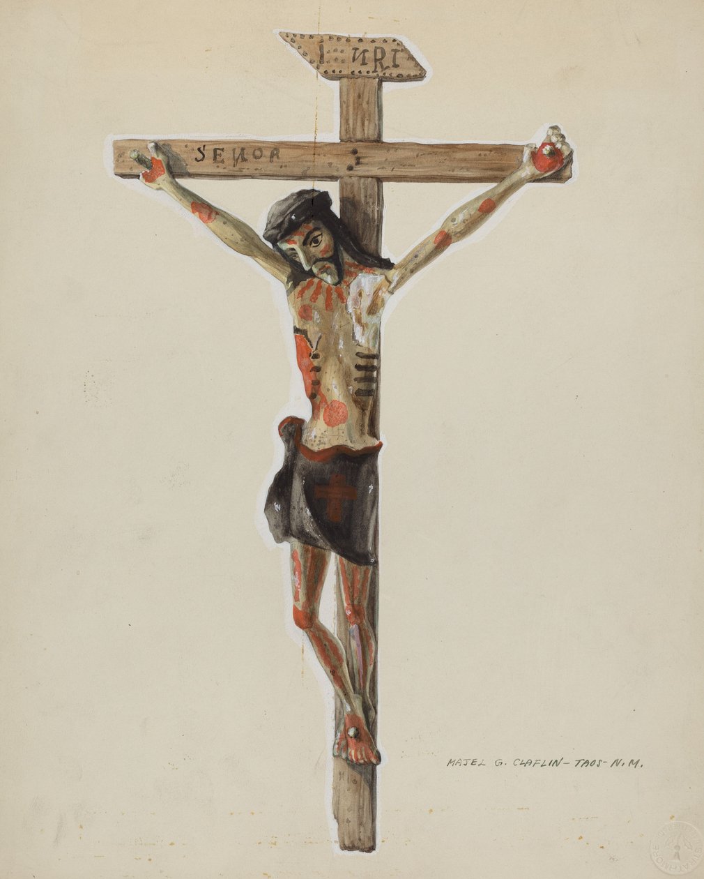 Crucifijo de Madera Pintada, c. 1939 de Majel G. Claflin