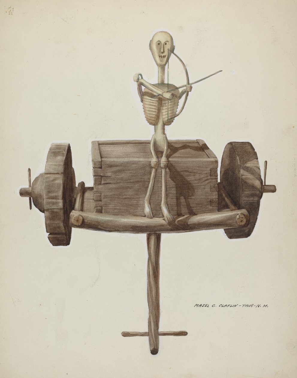 Carro de la muerte y figura de la muerte penitente, c. 1937 de Majel G. Claflin