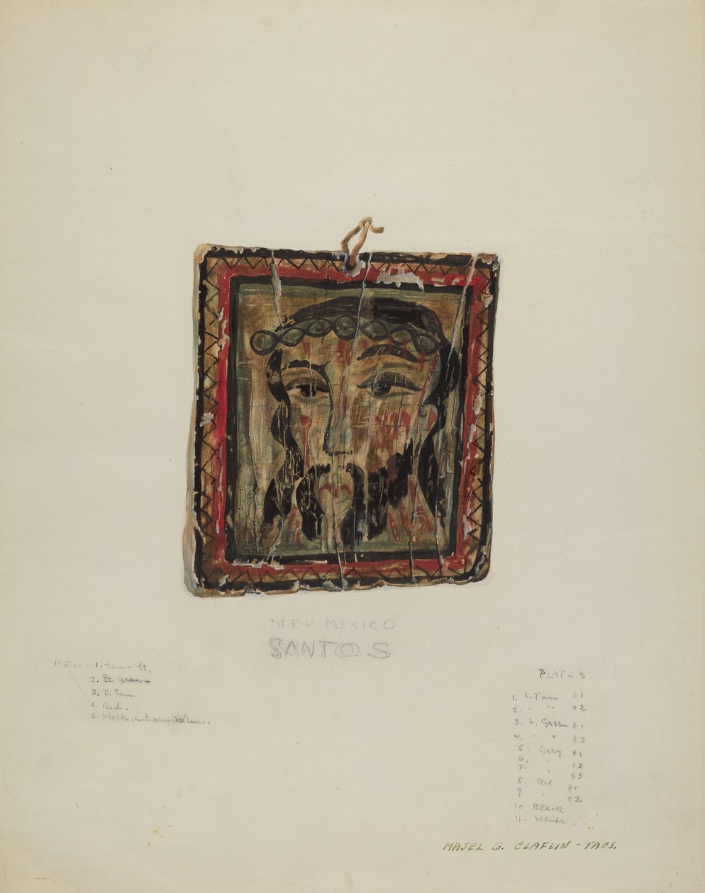 Pequeña cabeza de Cristo - Retablo, c. 1940 de Majel G. Claflin