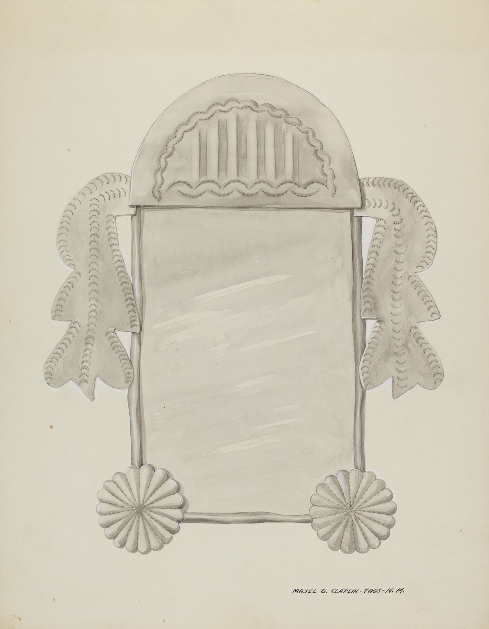 Pequeño espejo enmarcado de hojalata, c. 1937 de Majel G. Claflin