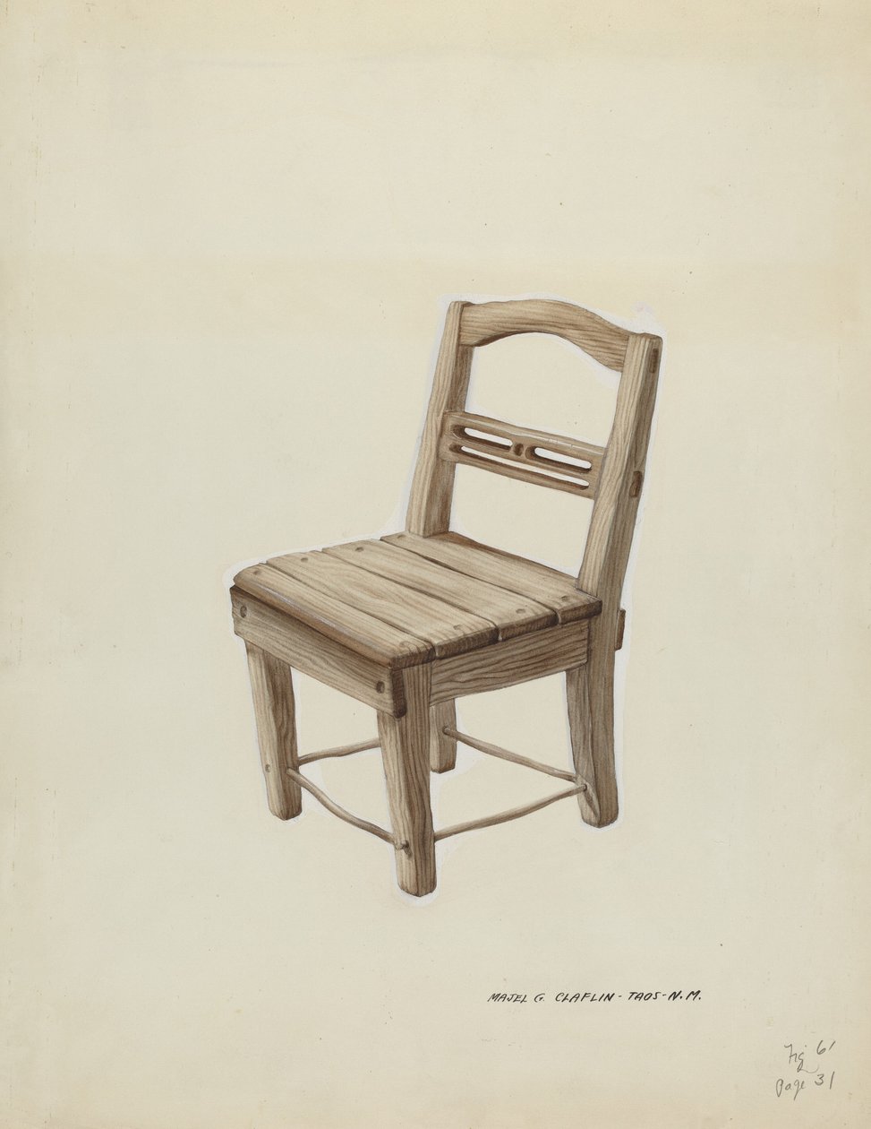 Pequeña silla de madera de Majel G. Claflin