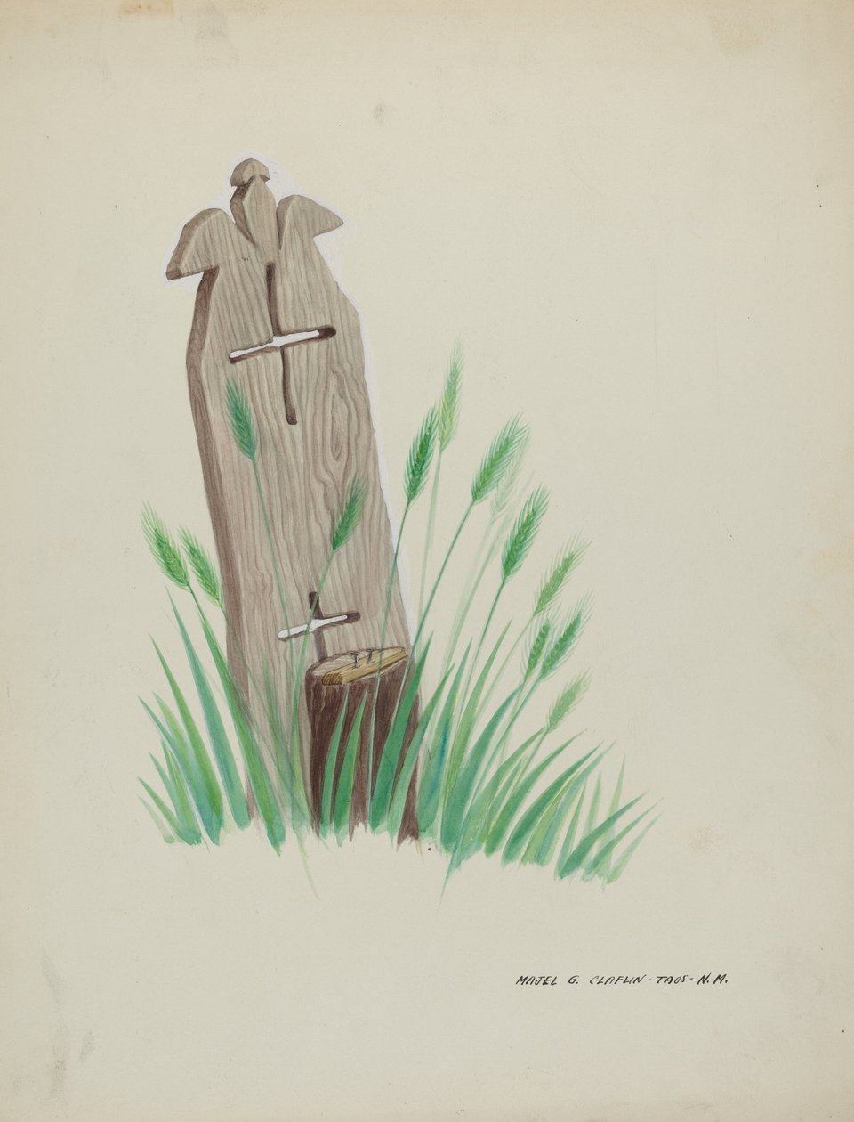 Marcador de tumba de madera, c. 1937 de Majel G. Claflin