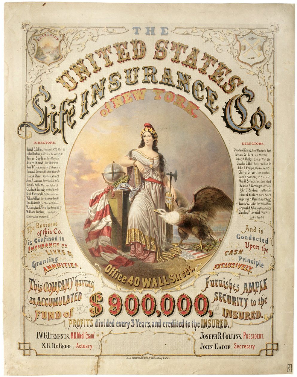 Compañía de Seguros de Vida de los Estados Unidos de Nueva York de Major and Knapp Sarony