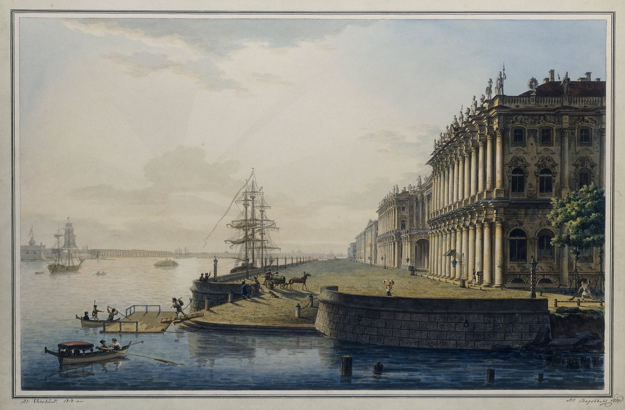 Vista del Palacio de Invierno Imperial, 1818 de Maksim Nikiforovich VorobOev