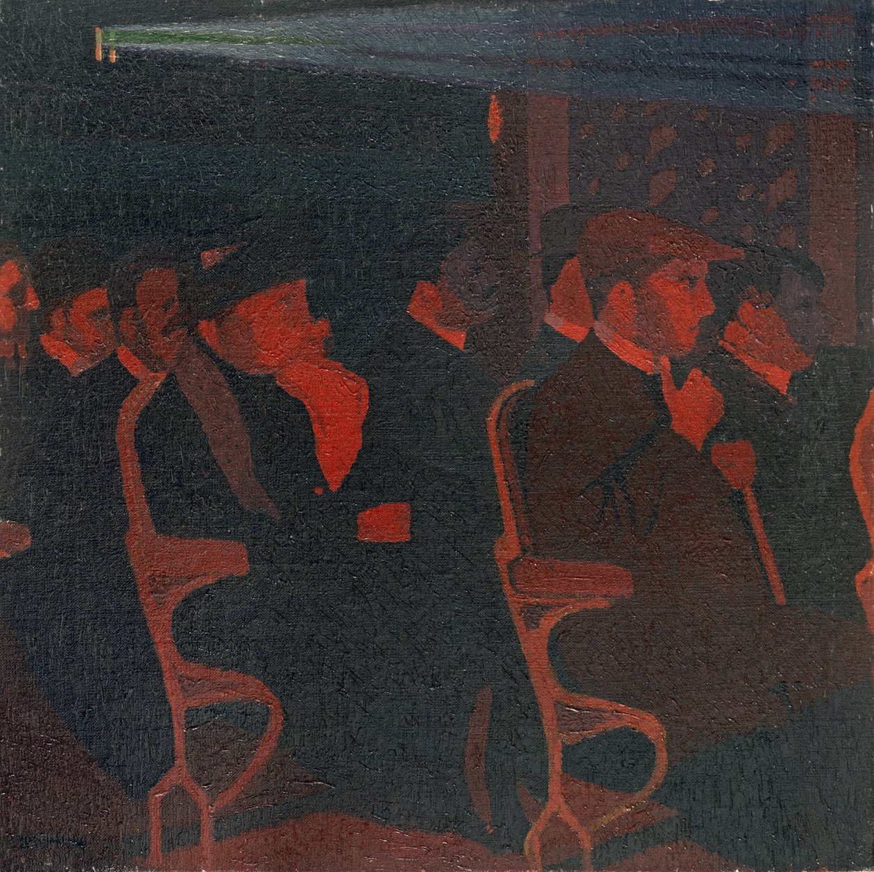 En el cine, c.1915 (óleo sobre lienzo) de Malcolm Drummond