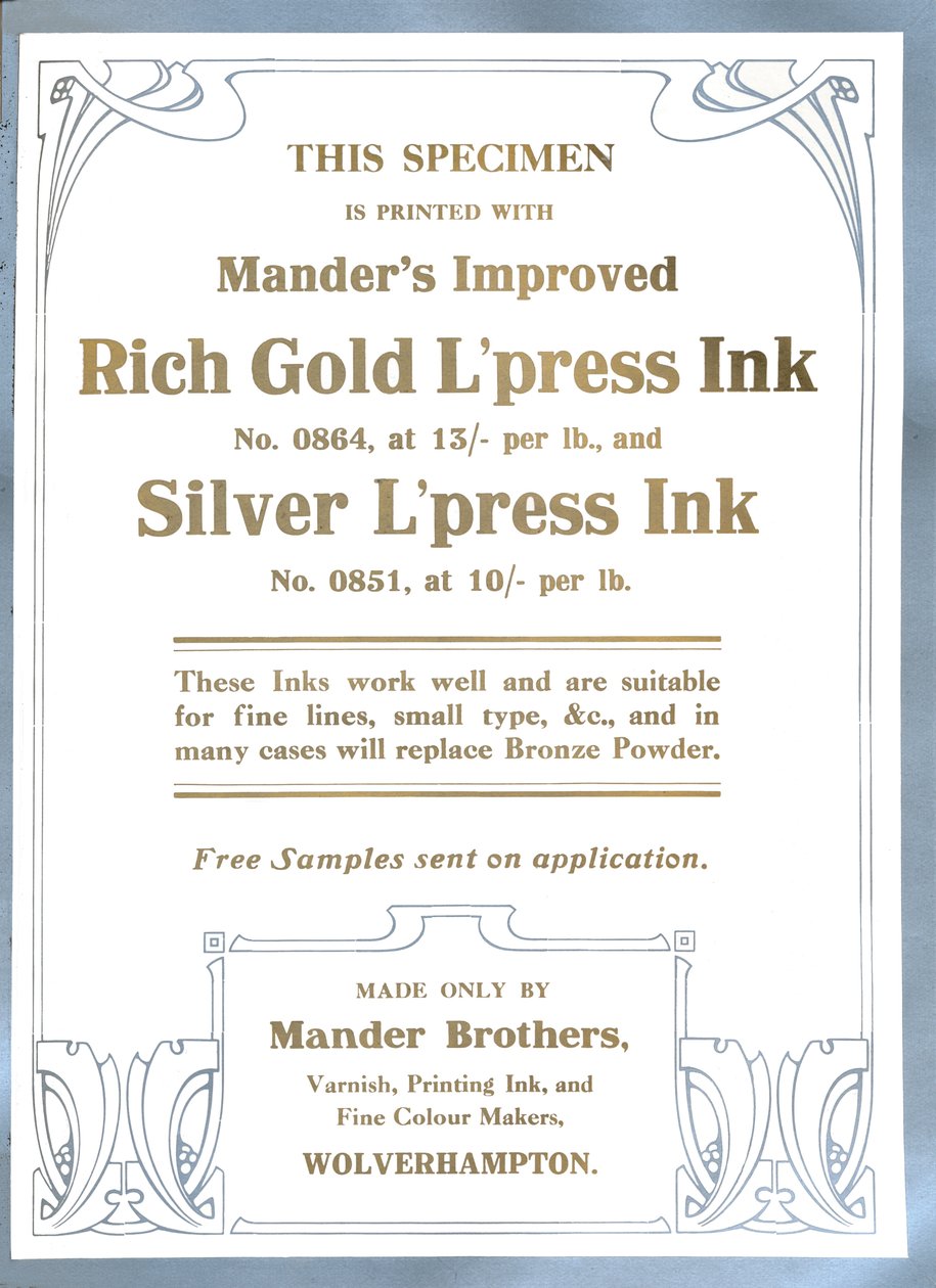 Anuncio de Mander Brothers, 1919 de Mander Brothers