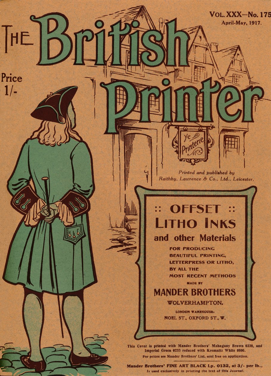 The British Printer Vol. XXX - No. 175 April-May, 1917 portada, 1917 de Mander Brothers