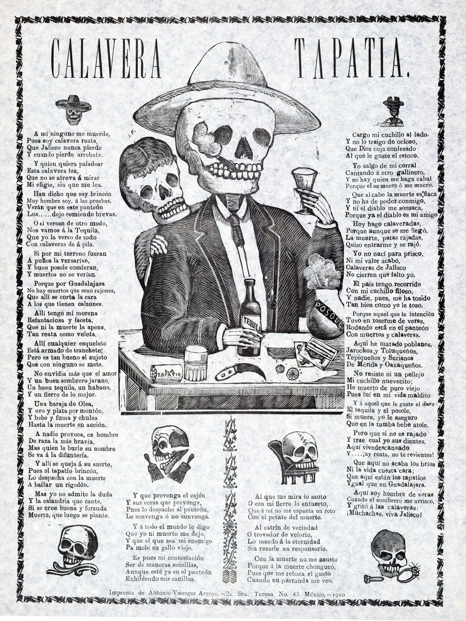 Calavera Tapatía, publicada en 1910 de Manuel Manilla