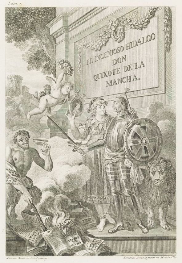 Retrato de Miguel de Cervantes Saavedra frontispicio de la serie El Ingenioso Hidalgo Don Quijote de la Mancha de Manuel Salvador Carmona