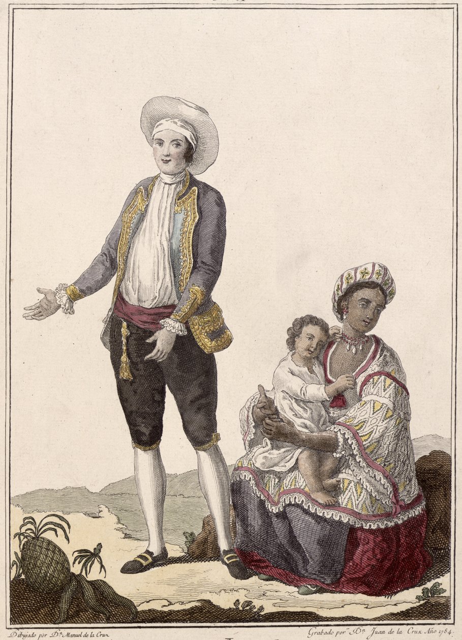 Un Español y su Esposa India, grabado por Juan de la Cruz, 1784 de Manuel de la Cruz y Cano