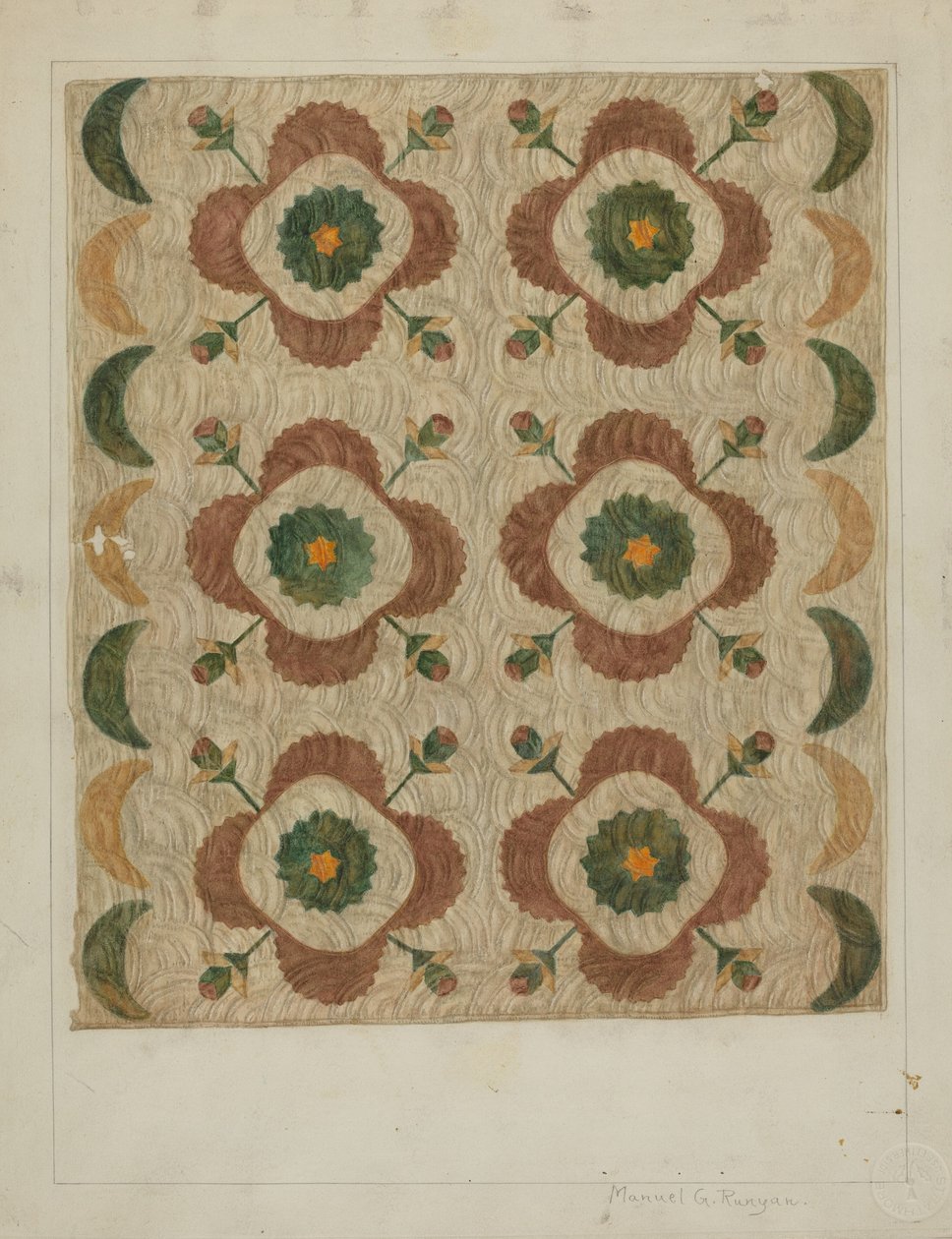 Colcha de apliques y acolchada de Manuel G. Runyan