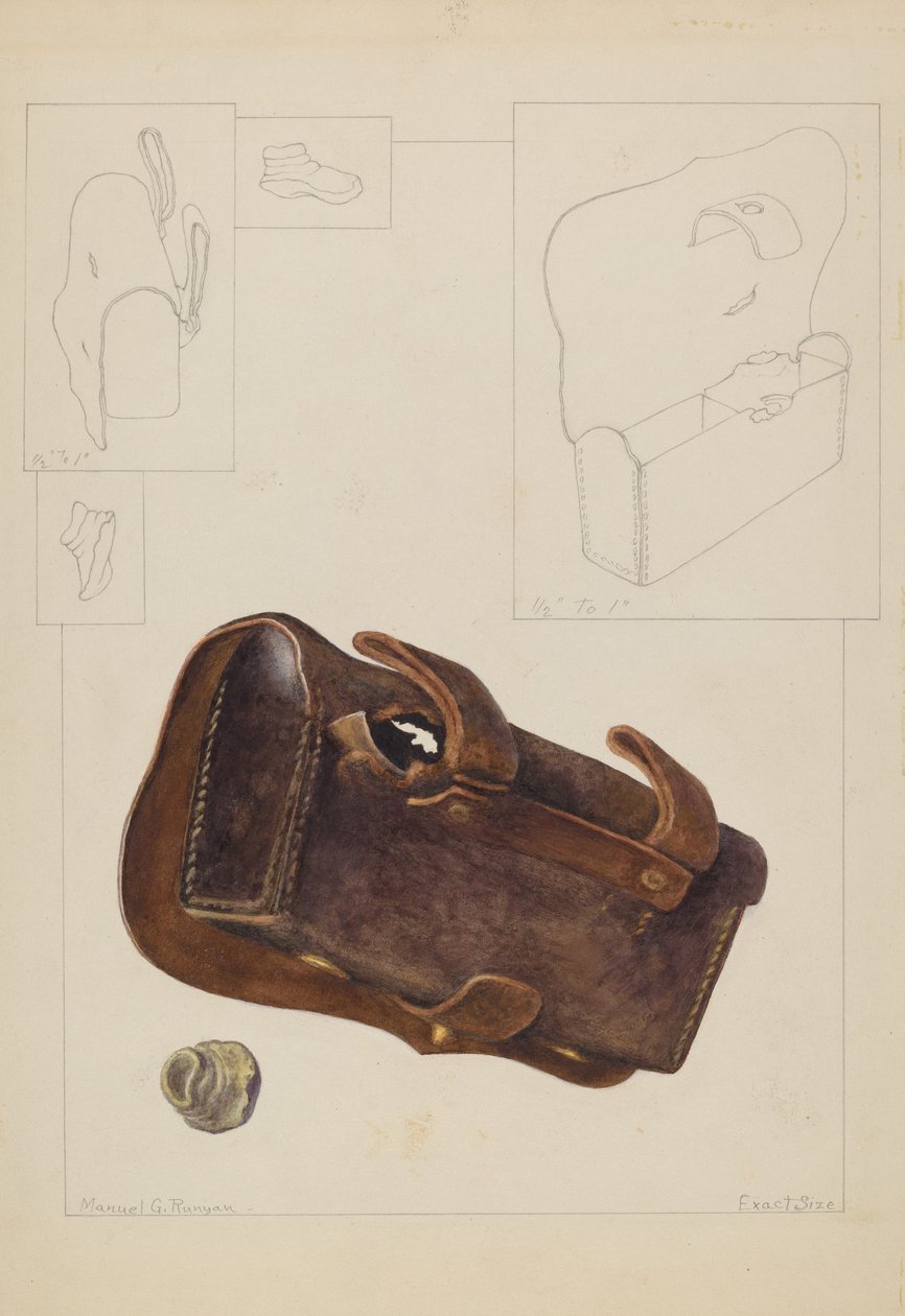 Caja de cartuchos y bala de Manuel G. Runyan
