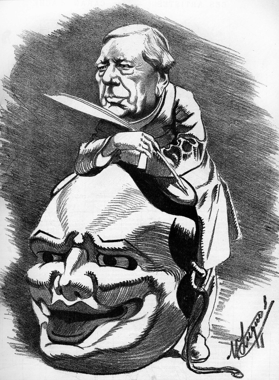 Eugène Labiche (1815-1888), dramaturgo francés. Caricatura del dibujante Manuel Luque. En “La Caricatura” de 1886. de Manuel Luque