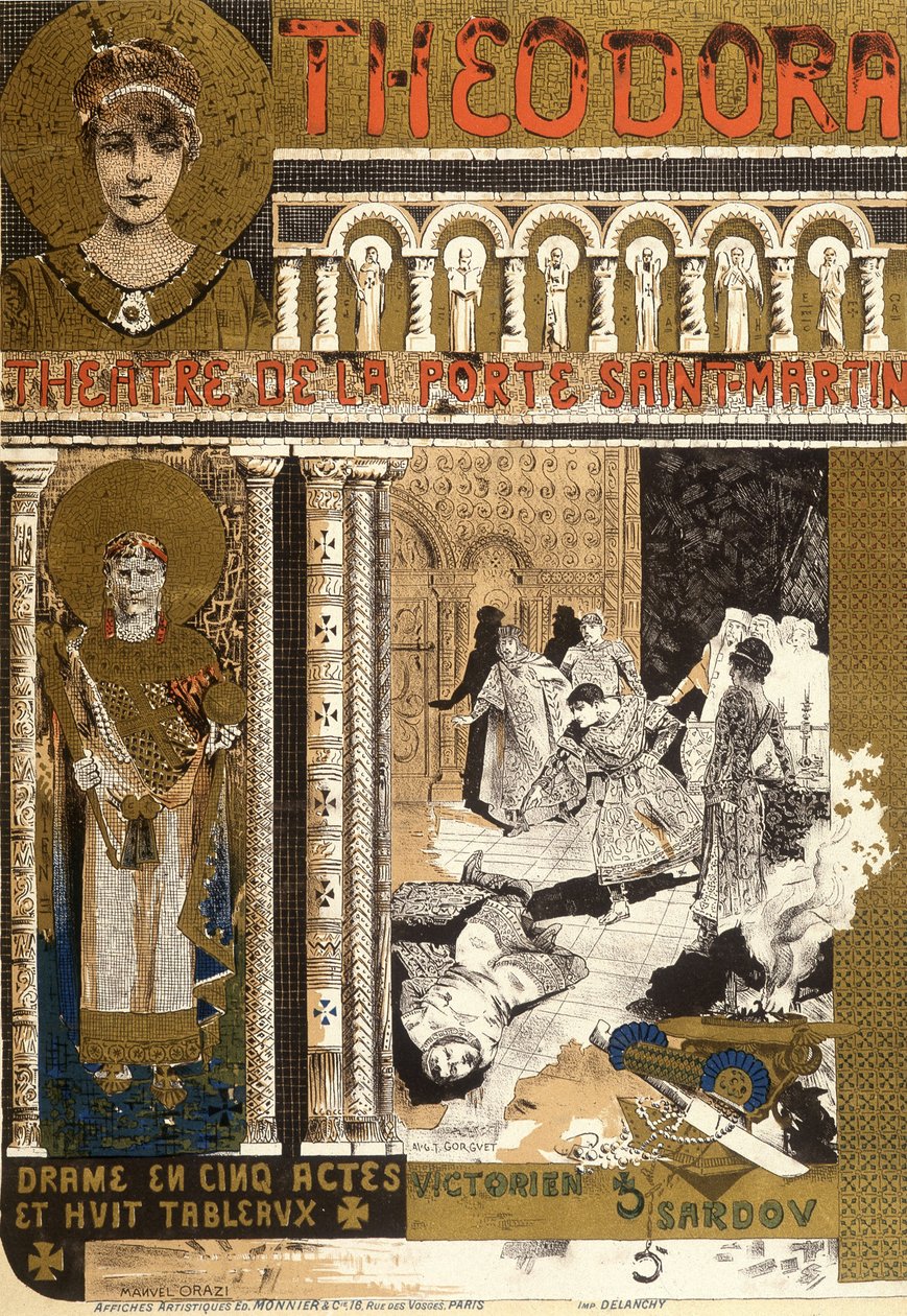 Teodora, en el teatro Porte Saint Martin en París. Ilustración de Manuel Orazi de Manuel Orazi