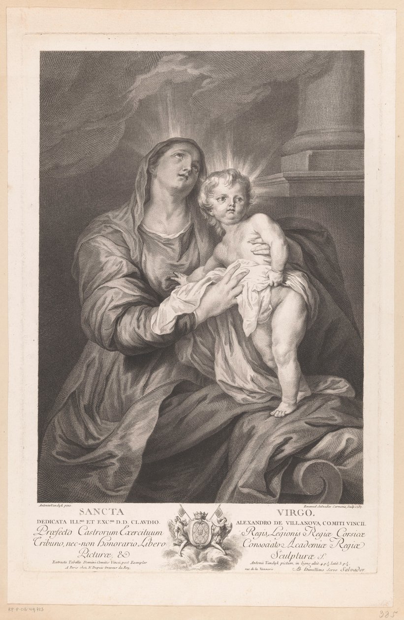 María con el Niño Jesús Sancta Virgo (título sobre objeto) de Manuel Salvador Carmona