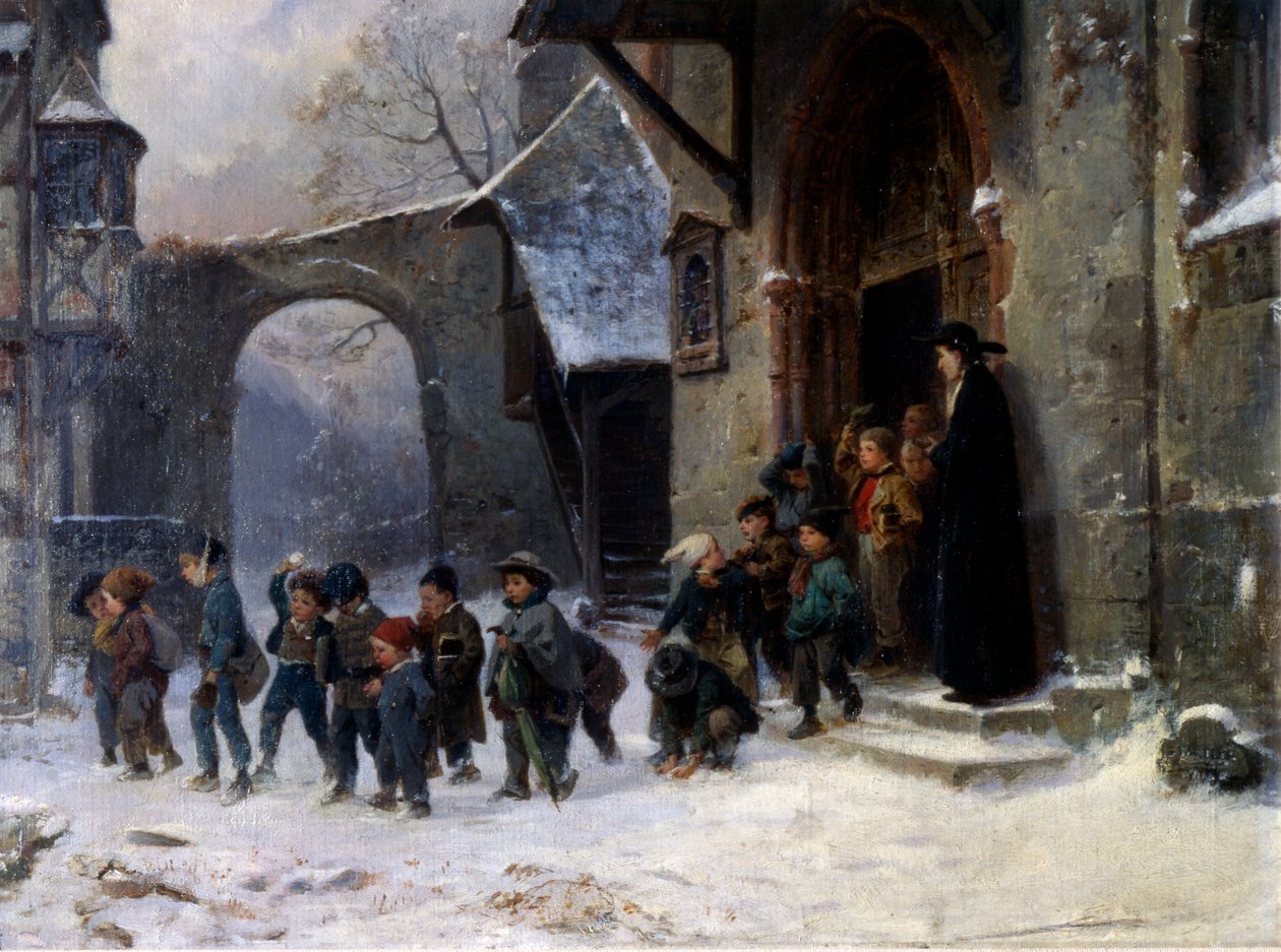 Niños saliendo de la escuela de Marc Louis Benjamin Vautier