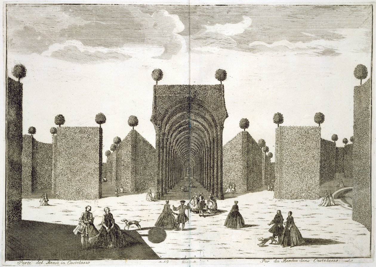 Los jardines de topiaria, de Delicias de la Villa Castellazzo, por Domenico Felice Leonardi, publicado en 1743 de Marc