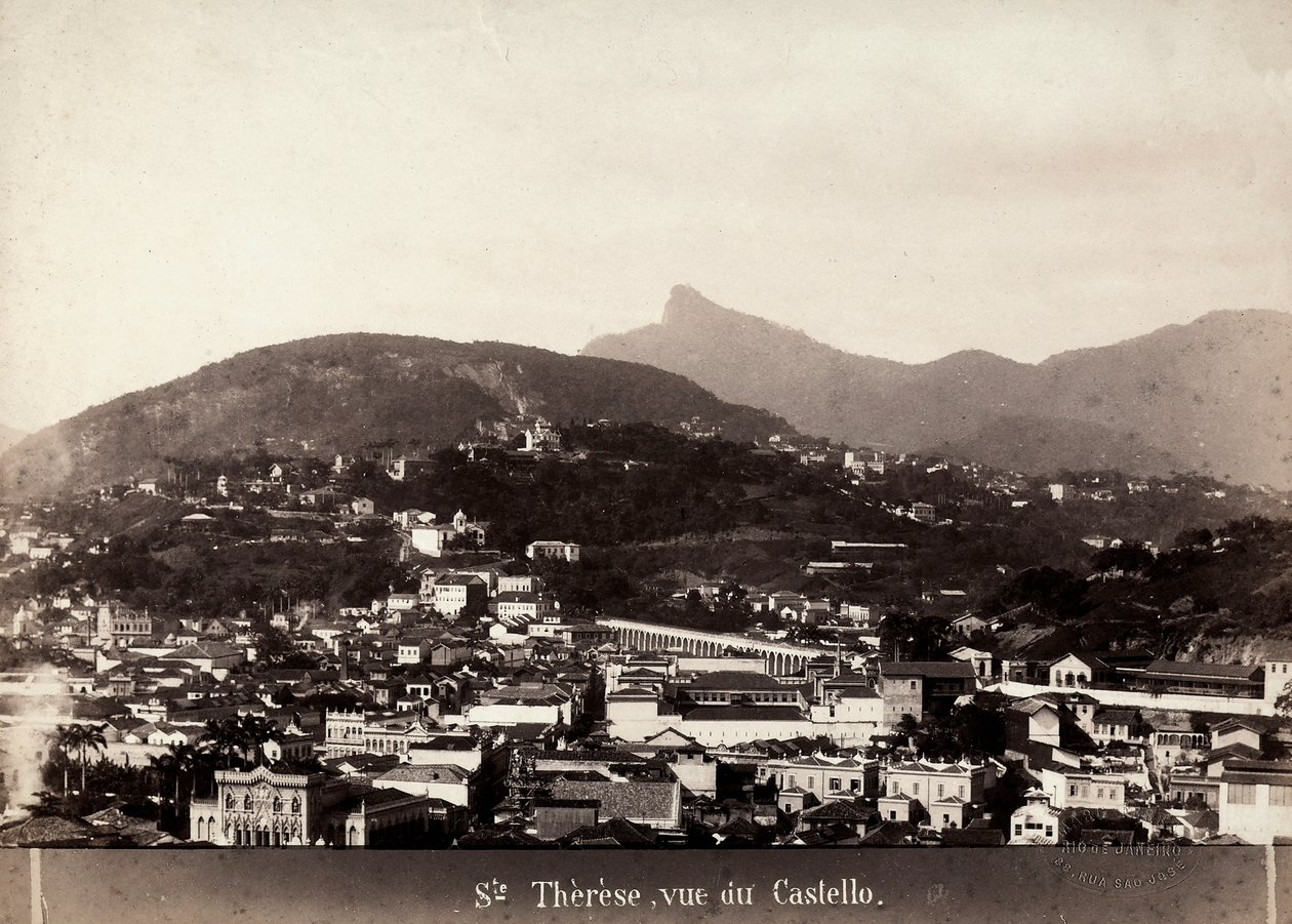 Vista de Santa Teresa en Brasil, c.1880-90 (foto b/n) de Marc Ferrez