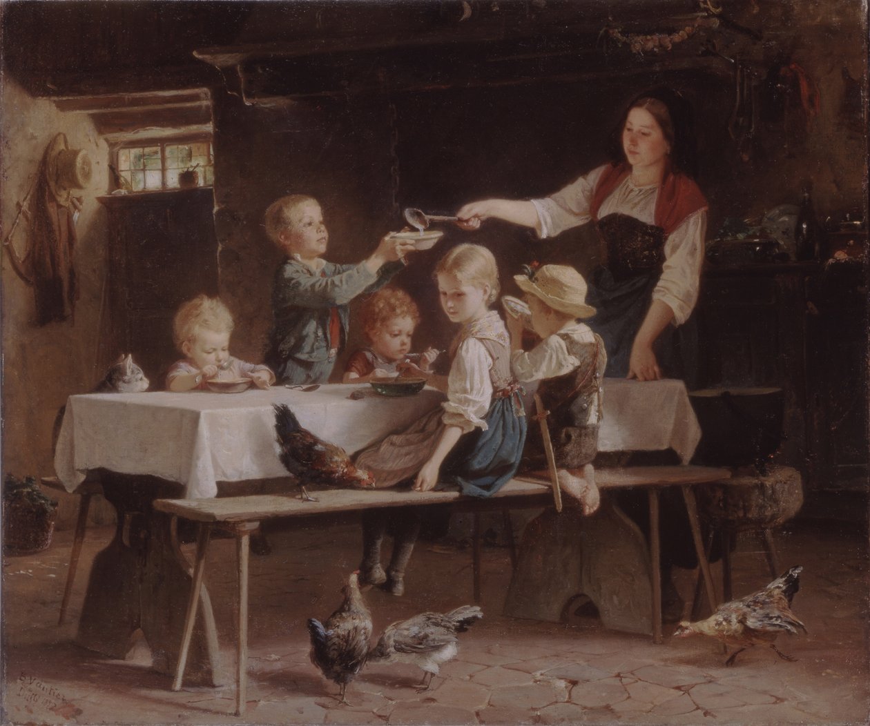 Niños en el almuerzo de Marc Louis Benjamin Vautier the Elder