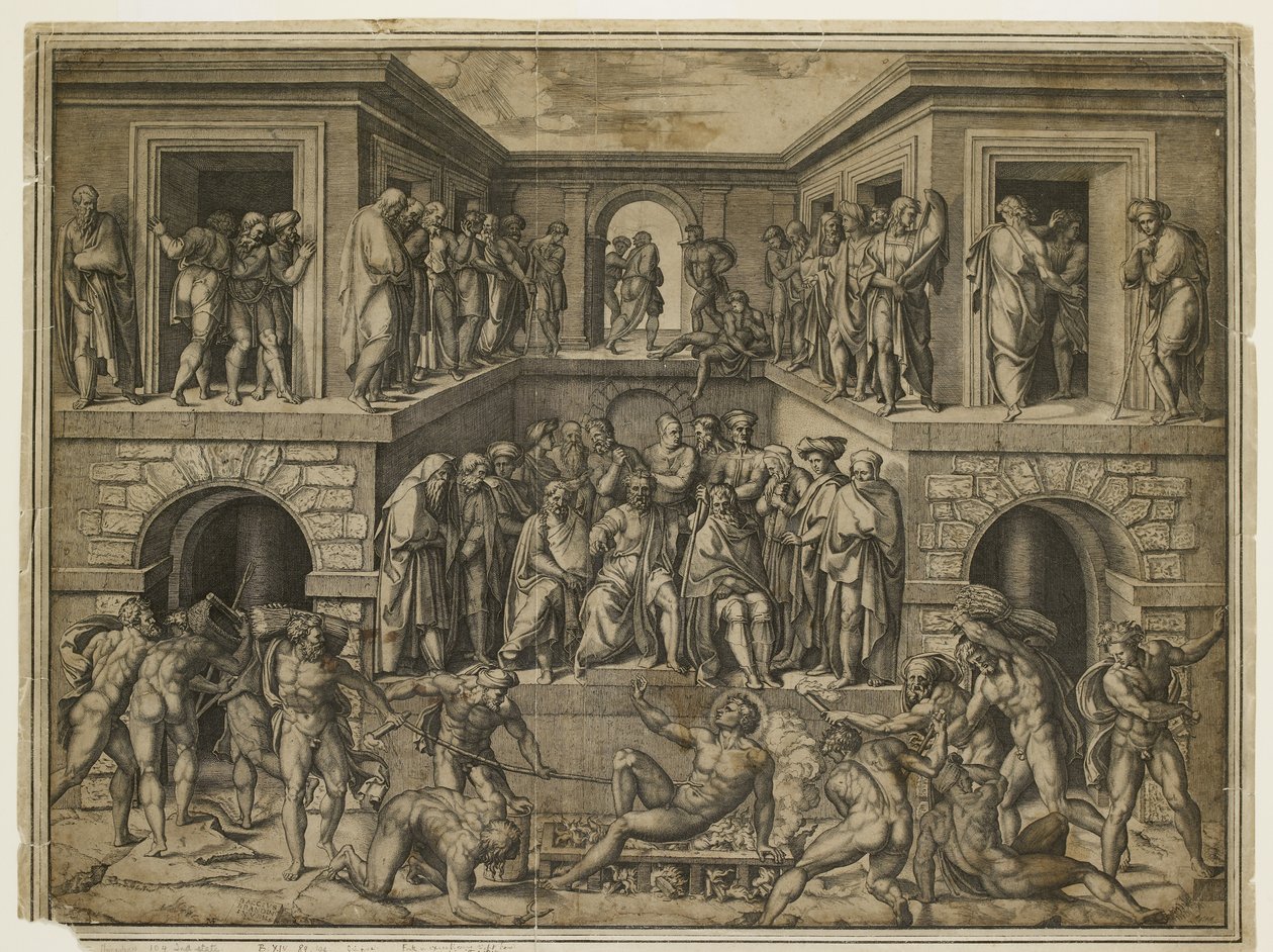 El Martirio de San Lorenzo, c. 1525 de Marcantonio Raimondi