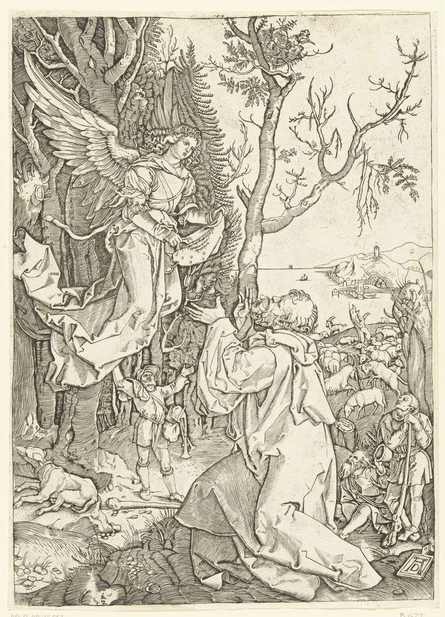 Ángel se le aparece a Joaquín
Vida de María (título de la serie) de Marcantonio Raimondi