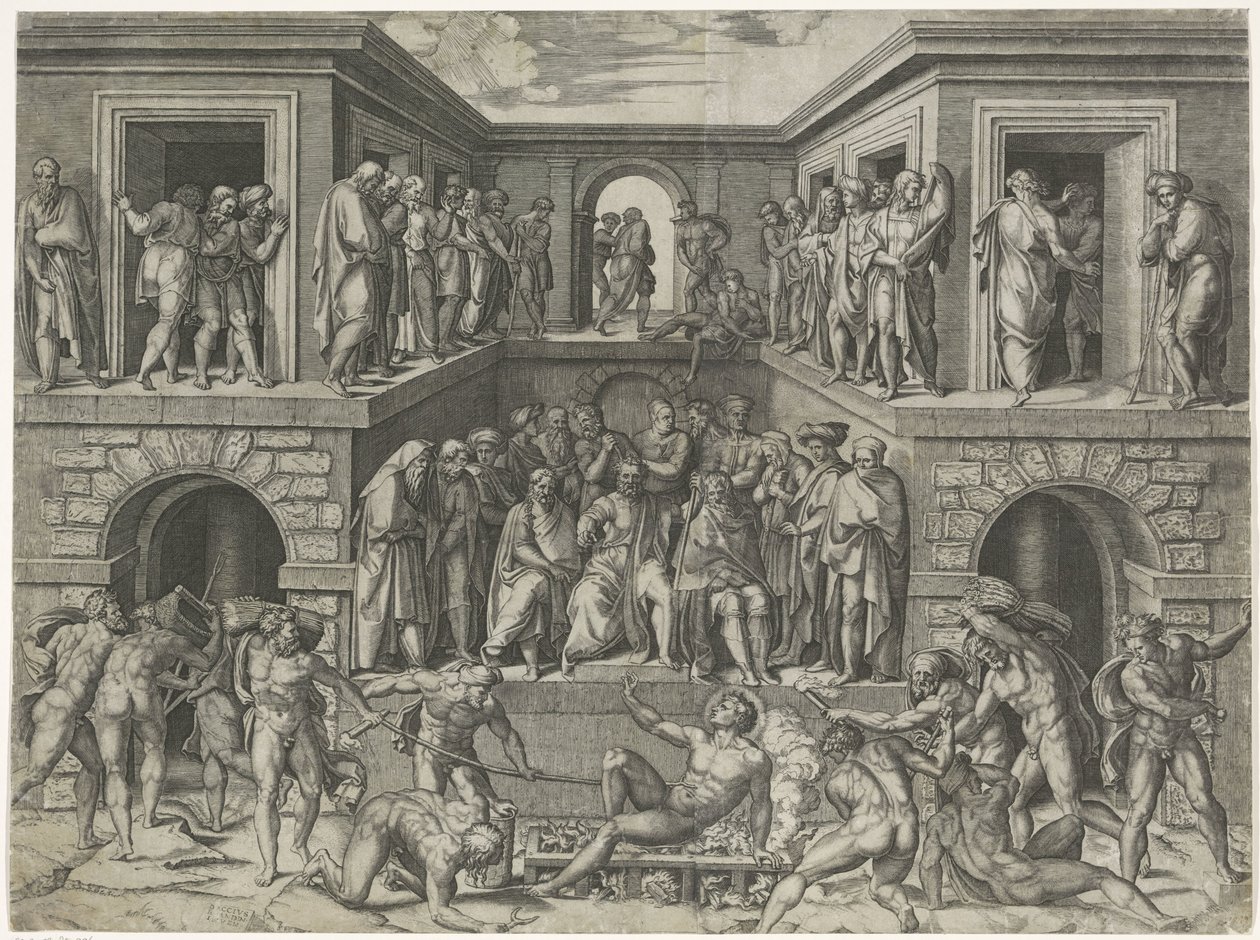 El Martirio de San Laurencio de Marcantonio Raimondi