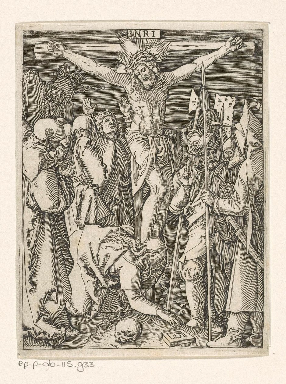Crucifixión Pasión de Cristo (título de la serie) de Marcantonio Raimondi