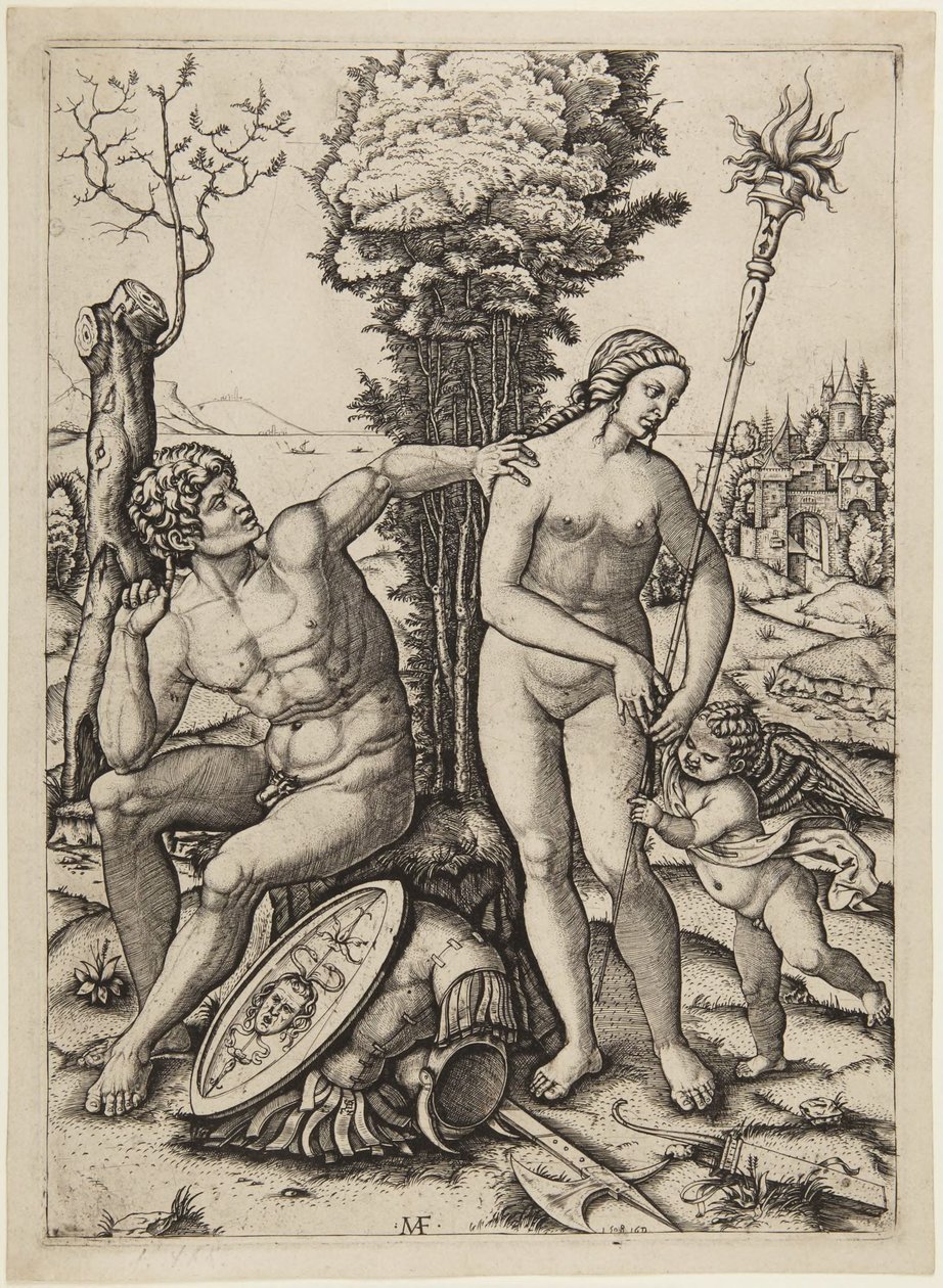 Marte, Venus y Cupido de Marcantonio Raimondi