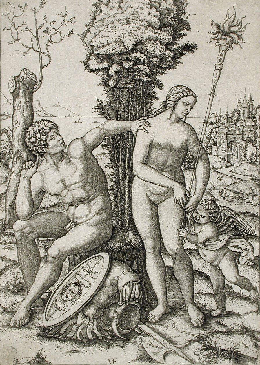 Marte, Venus y Cupido de Marcantonio Raimondi