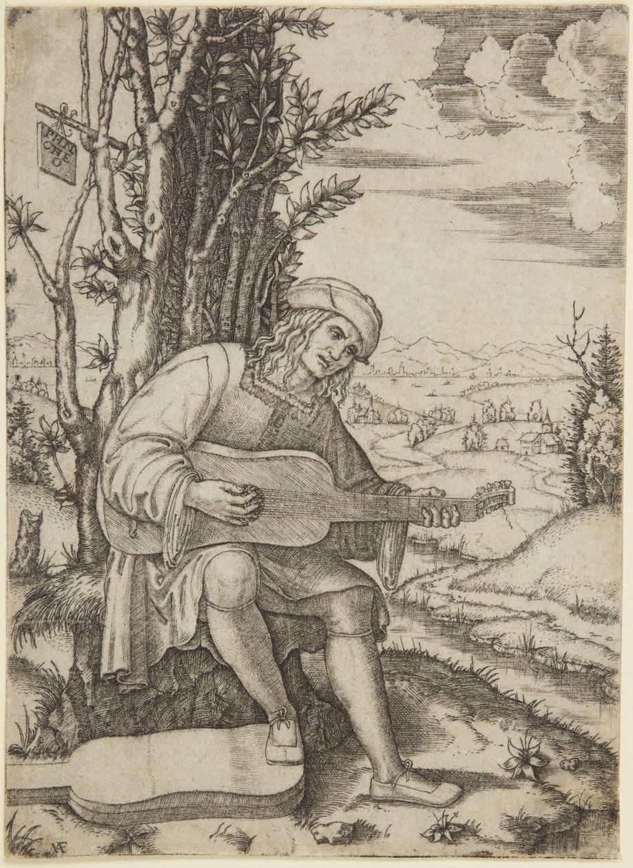 Retrato del poeta Giovanni Achillini, llamado Filoteo (Bartsch XIV/469; Delaborde 232; Passavant 276; Petrucci, n.º 1) de Marcantonio Raimondi