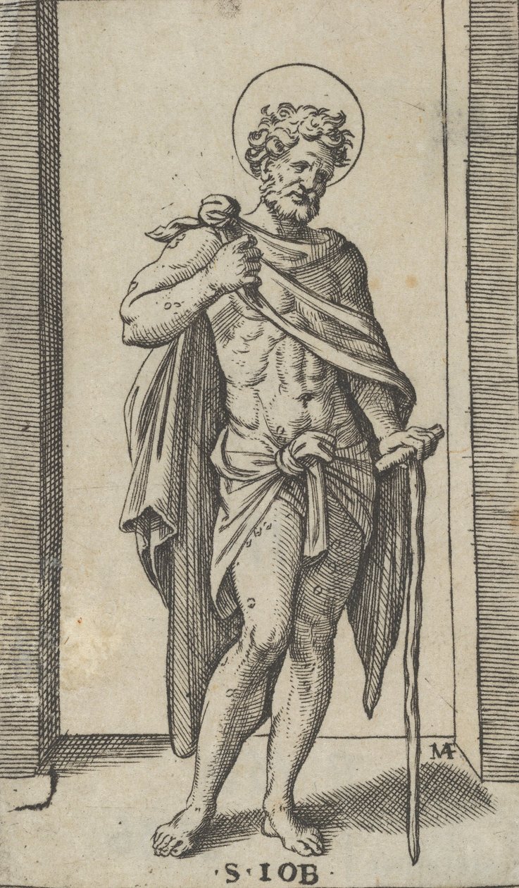 San Job, con una capa, de la serie 