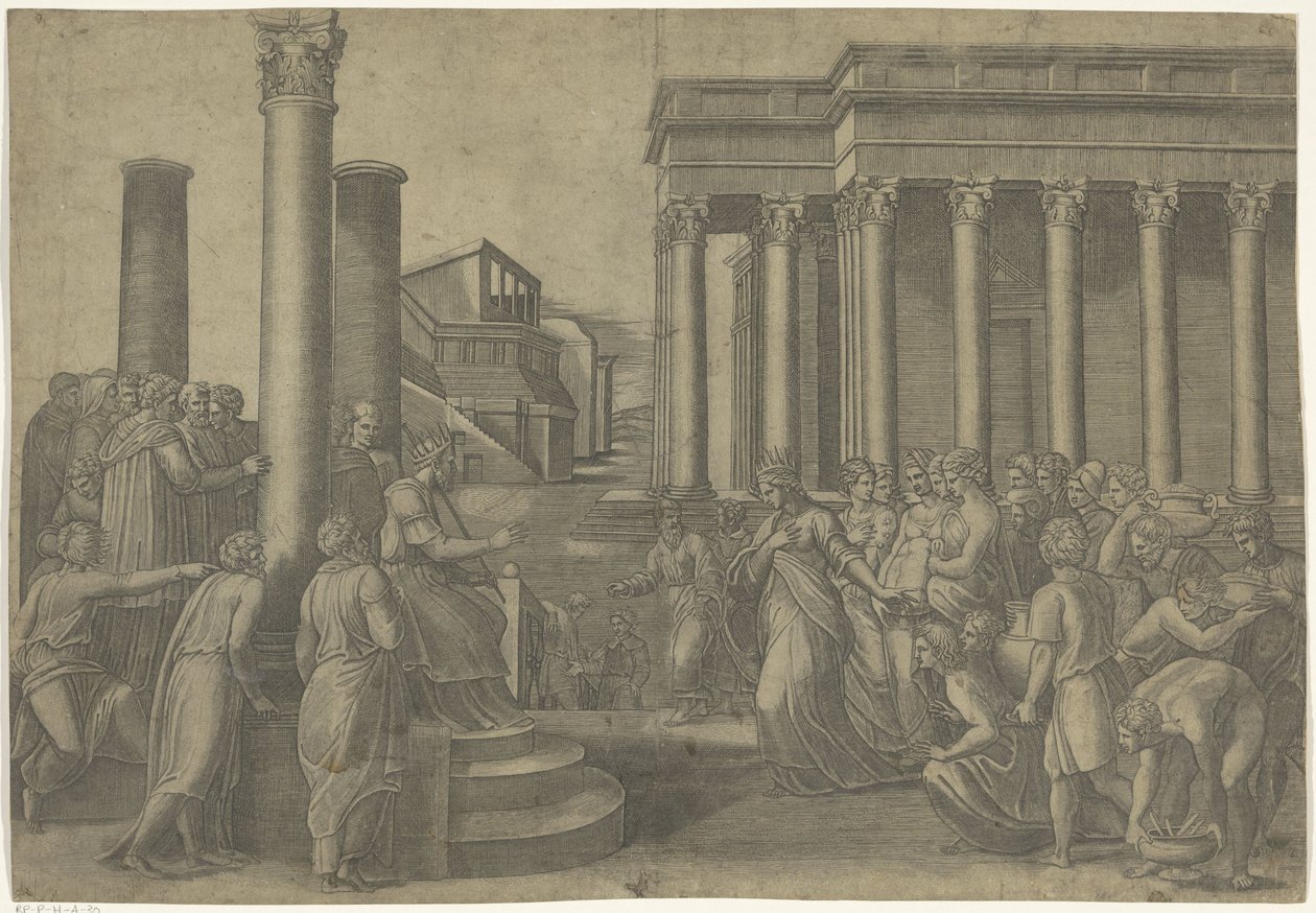 Salomón y la reina de Saba de Marcantonio Raimondi