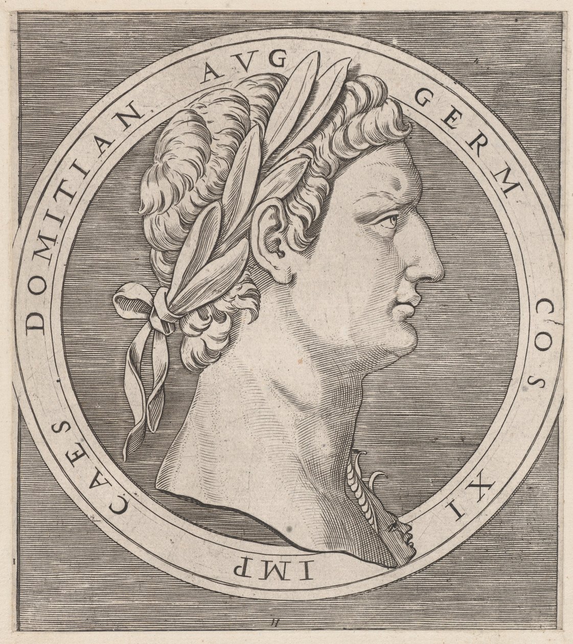 Speculum Romanae Magnificentiae: Domiciano, de Los Doce Césares de Marcantonio Raimondi