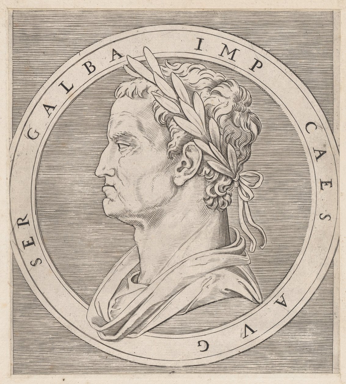 Speculum Romanae Magnificentiae: Galba, de Los Doce Césares de Marcantonio Raimondi