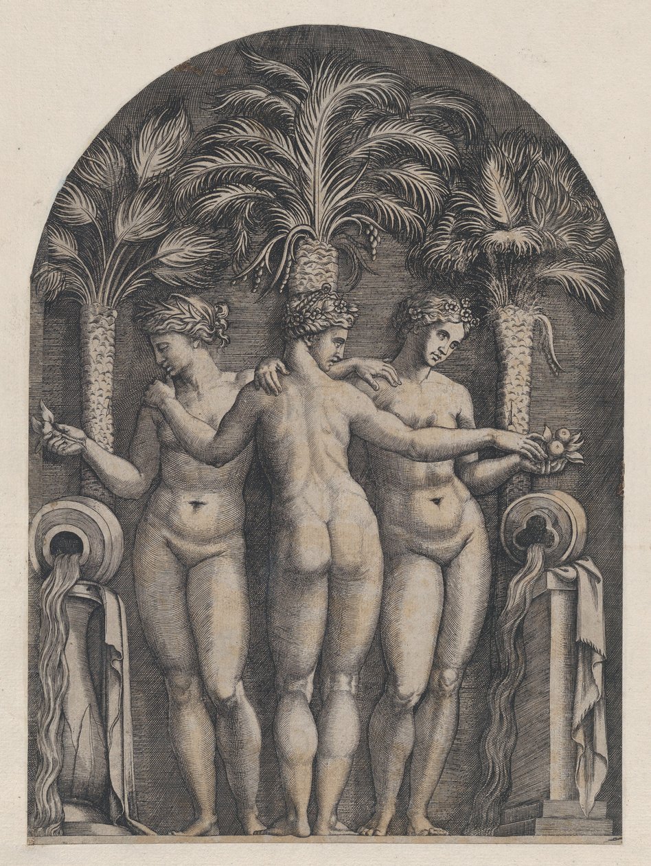 Speculum Romanae Magnificentiae: Las Tres Gracias, ca. 1500-1534 de Marcantonio Raimondi