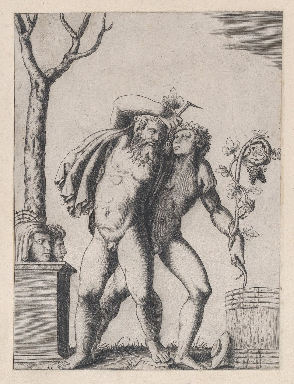 Speculum Romanae Magnificentiae: Joven y Viejo Bacante, ca. 1514-36 de Marcantonio Raimondi