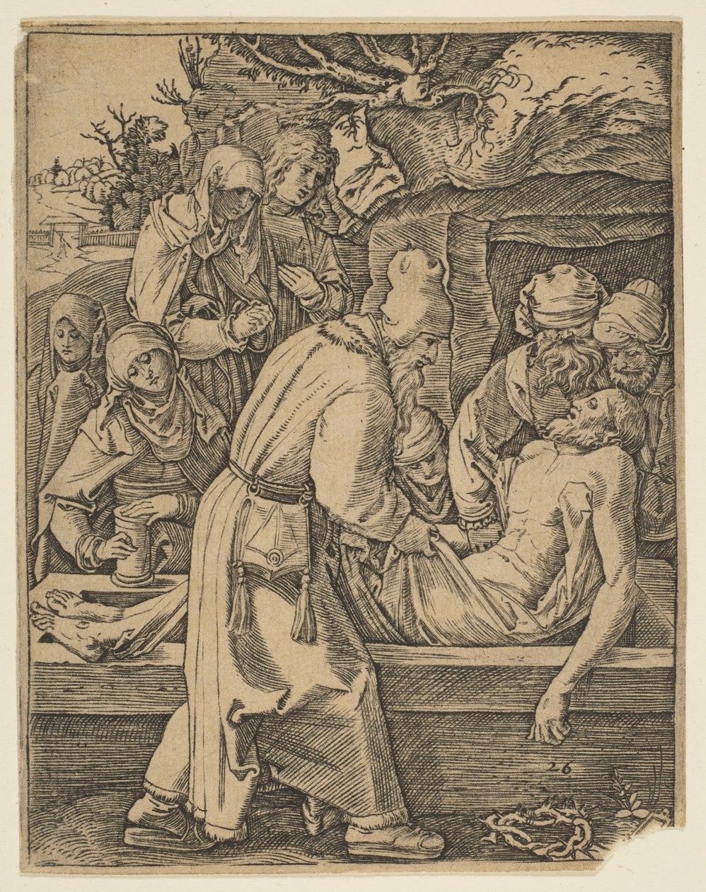 La deposición, de The Small Passion copy de Marcantonio Raimondi