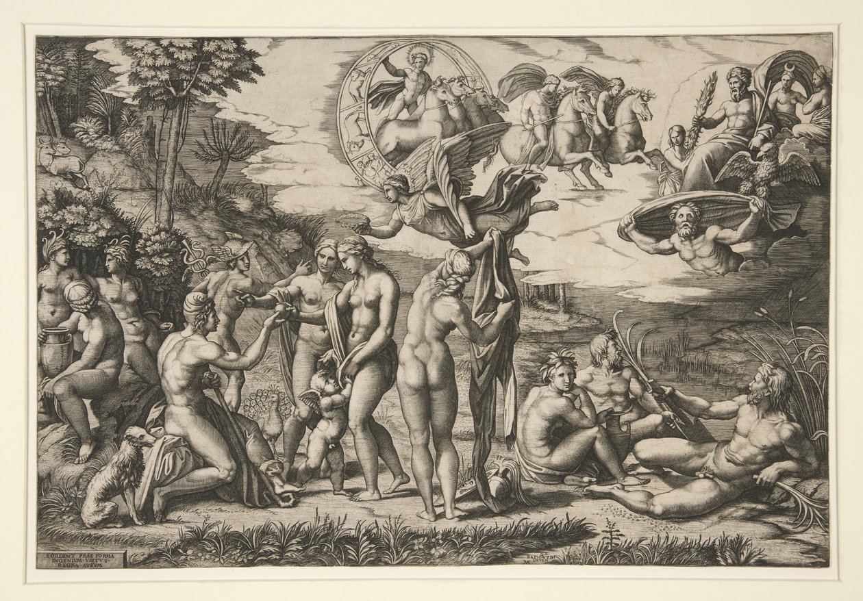 El juicio de Paris, después de Rafael, c.1510-20 de Marcantonio Raimondi