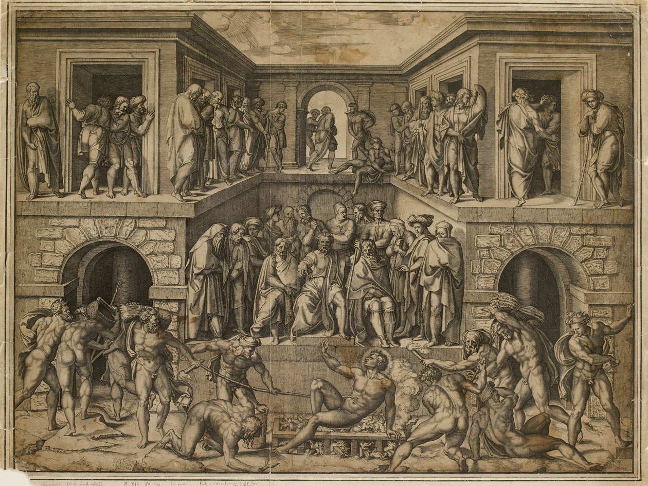 El martirio de San Lorenzo, c. 1525 de Marcantonio Raimondi