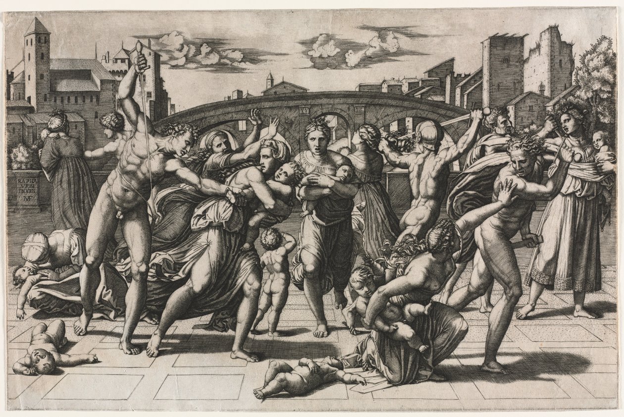La masacre de los inocentes sin el abeto de Marcantonio Raimondi