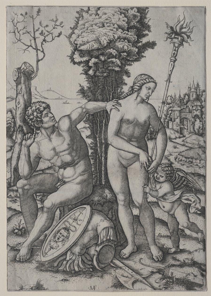 Venus, Marte y Cupido de Marcantonio Raimondi