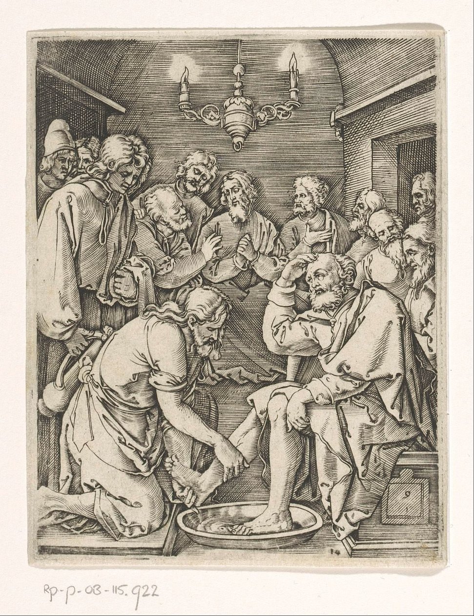 Lavado de pies de Pedro
Pasión de Cristo (título de la serie) de Marcantonio Raimondi