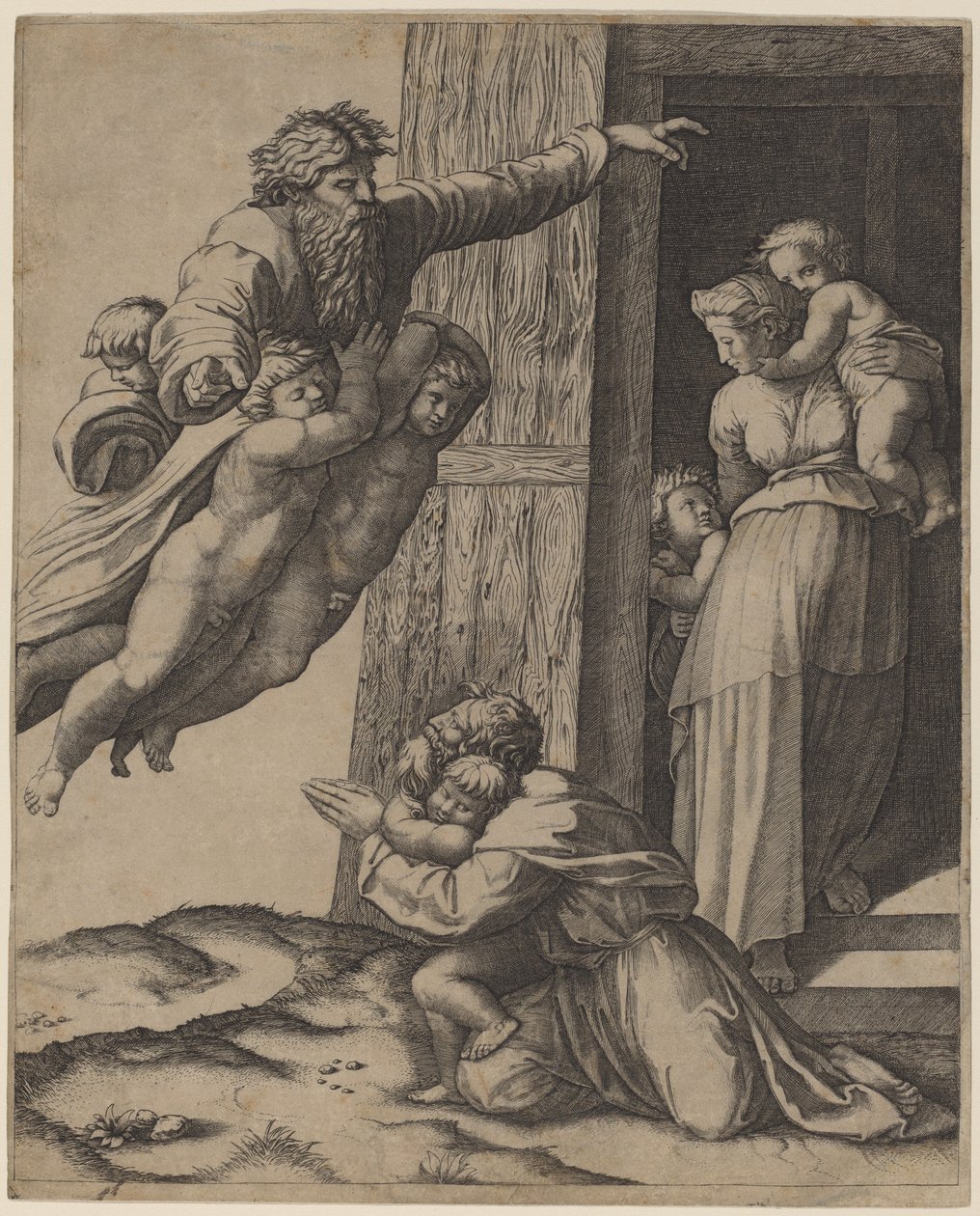Dios Apareciendo a Noé de Marcantonio Raimondi after Raphael